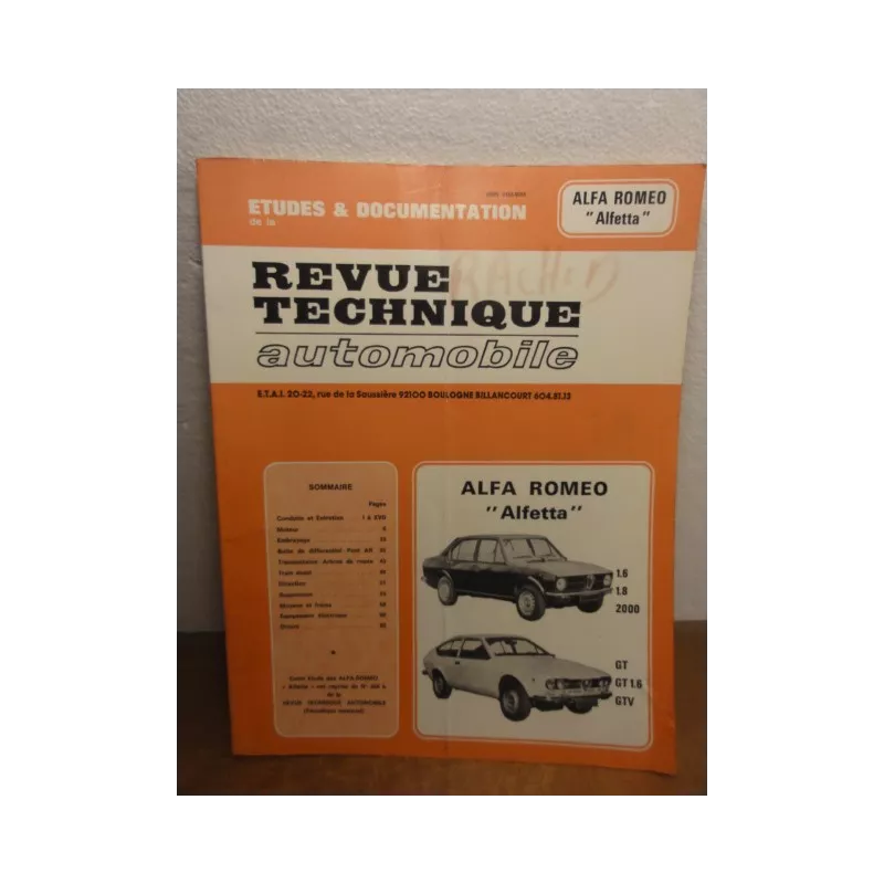 1 REVUE TECHNIQUE ALFA ROMEO