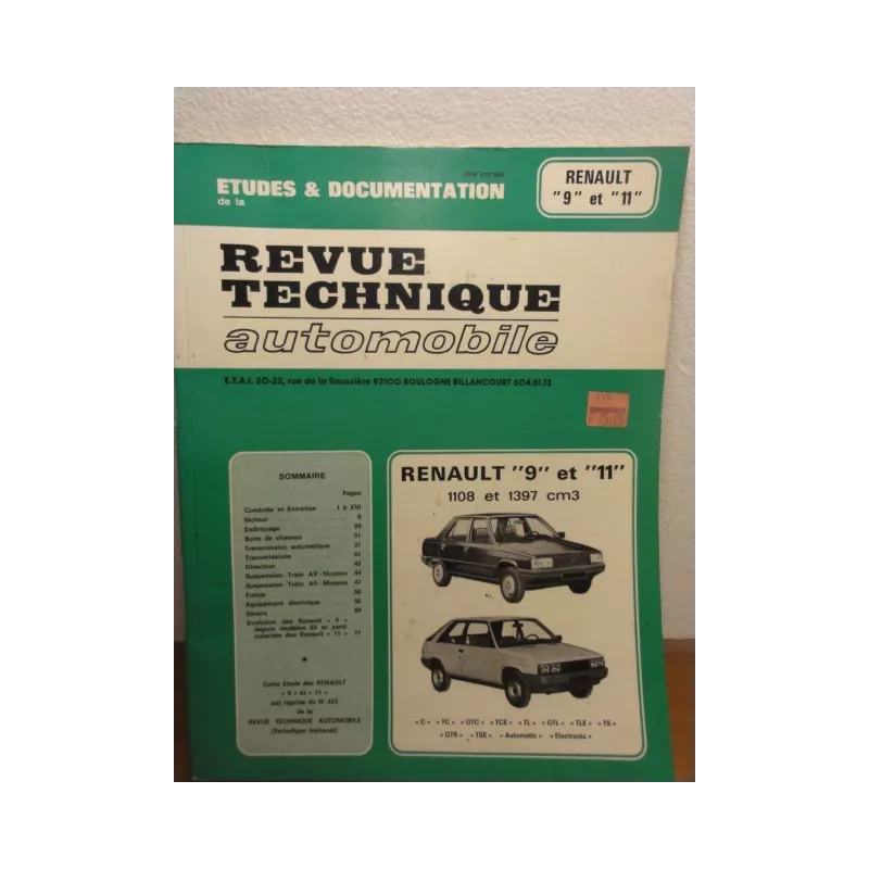 1 REVUE TECHNIQUE RENAULT 9 ET 11