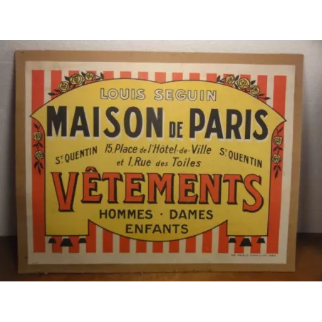 CARTON  AFFICHE MAISON DE PARIS  SAINT QUENTIN 