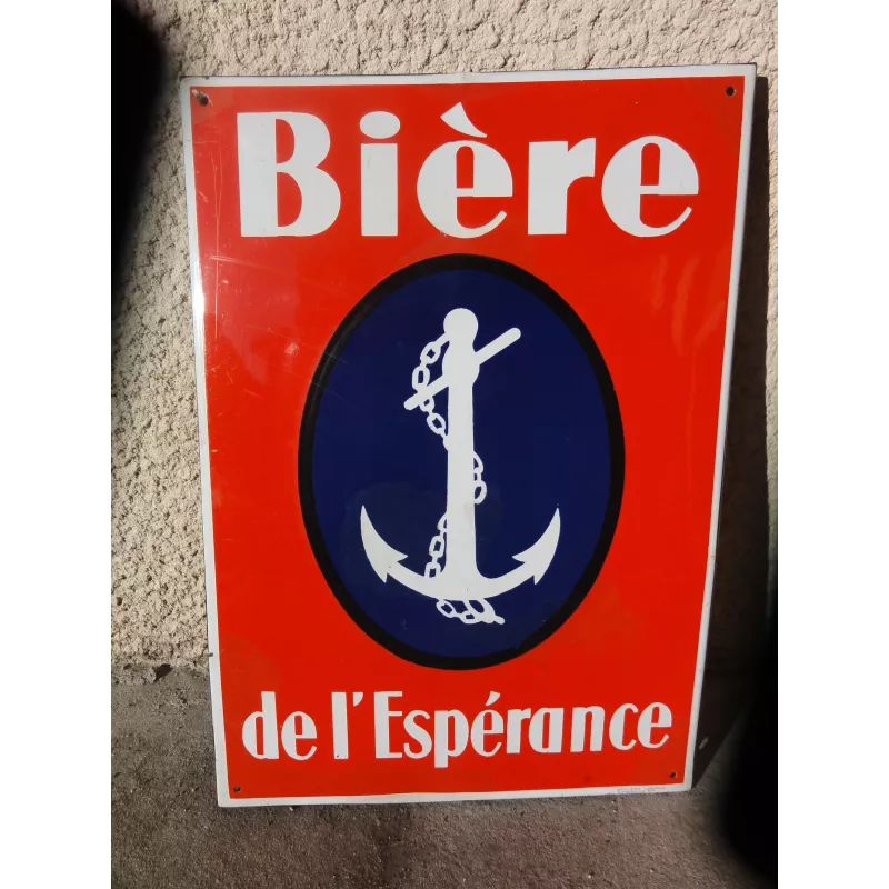 PLAQUE EMAILLEE BIERE DE L'ESPERANCE 