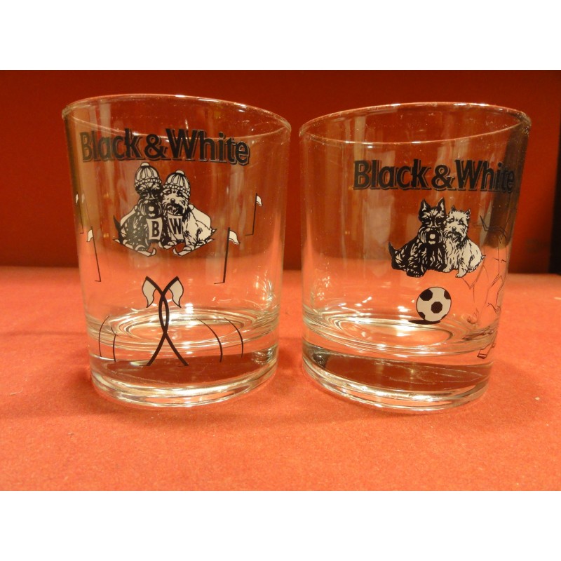 2 VERRES WHISKY  BLACK&WHITE  COLLECTOR