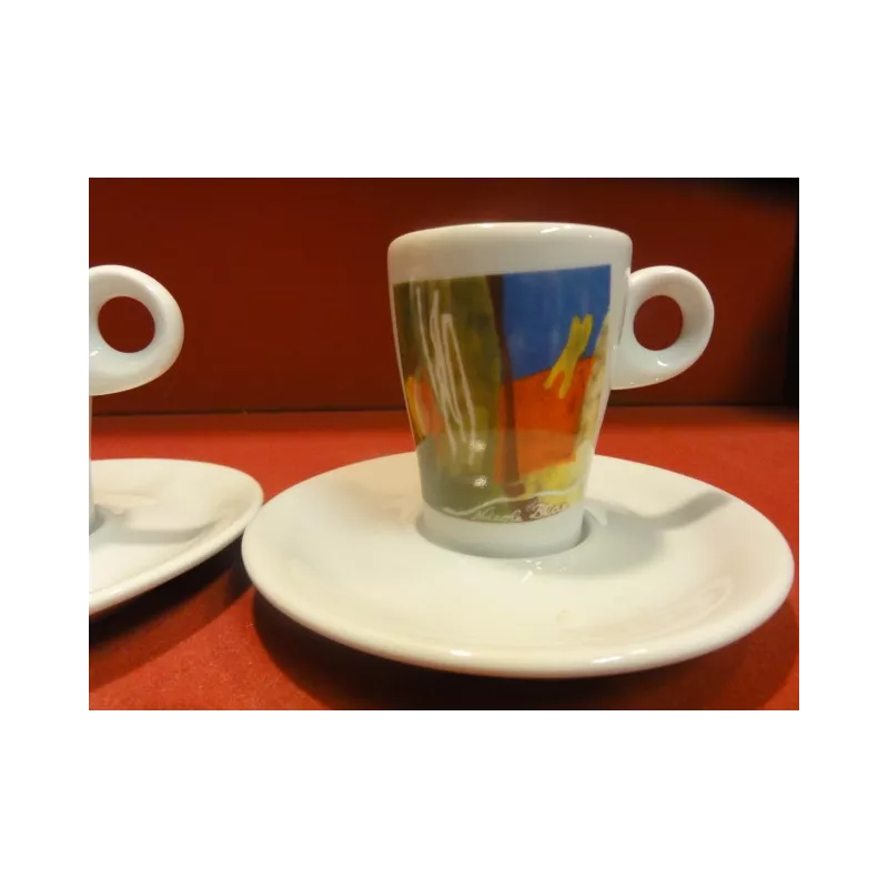 Lot de 6 grandes tasses à café + sous tasses Sarreguemines (très lourde) bistrot