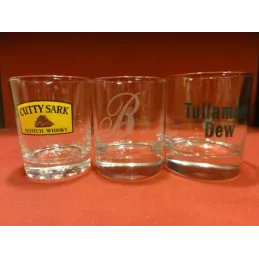 3 VERRES WHISKY  CUTTY SARK BALLENTINES TULLAMORE