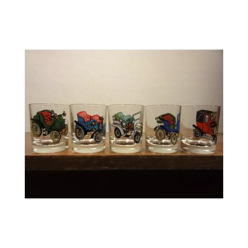 5 VERRES DIGESTIF VOITURES ANCIENNES 4CL