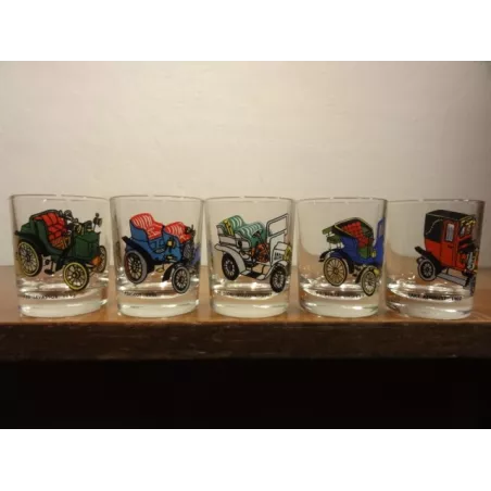 5 VERRES DIGESTIF VOITURES ANCIENNES 4CL