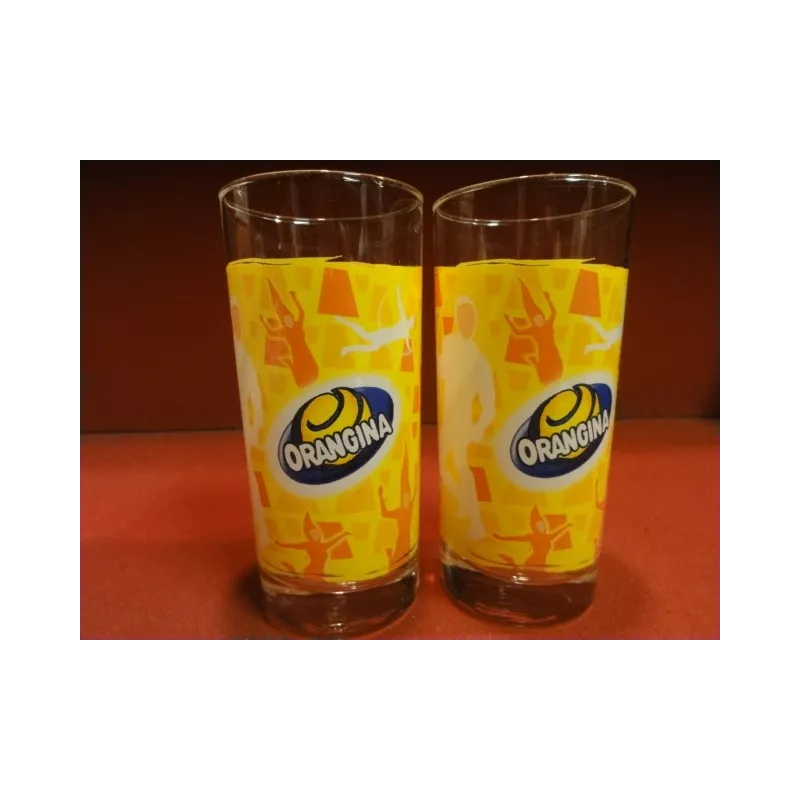 2 VERRES ORANGINA  HT. 13.50CM