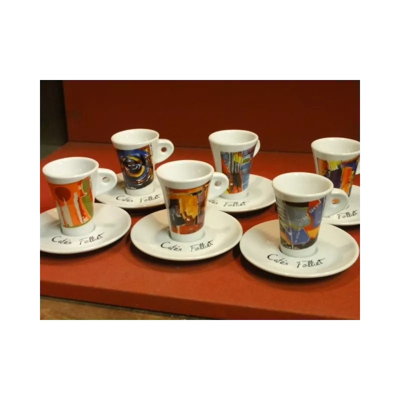 6 TASSES A CAFE FOLLIET (  6 DECORS )