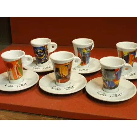 6 TASSES A CAFE FOLLIET (  6 DECORS )