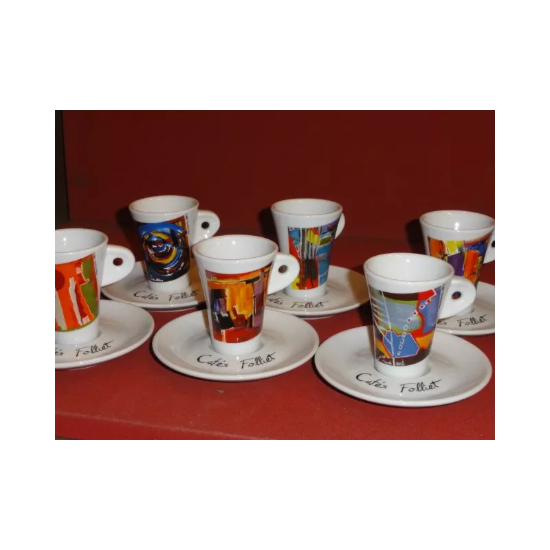 Lot De 6 Tasses à Café Folliet – Collection Anniversaire 1880 – Verre