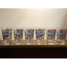 6 VERRES MALIBU  EVASES 3 BLEUS+3 ORANGES