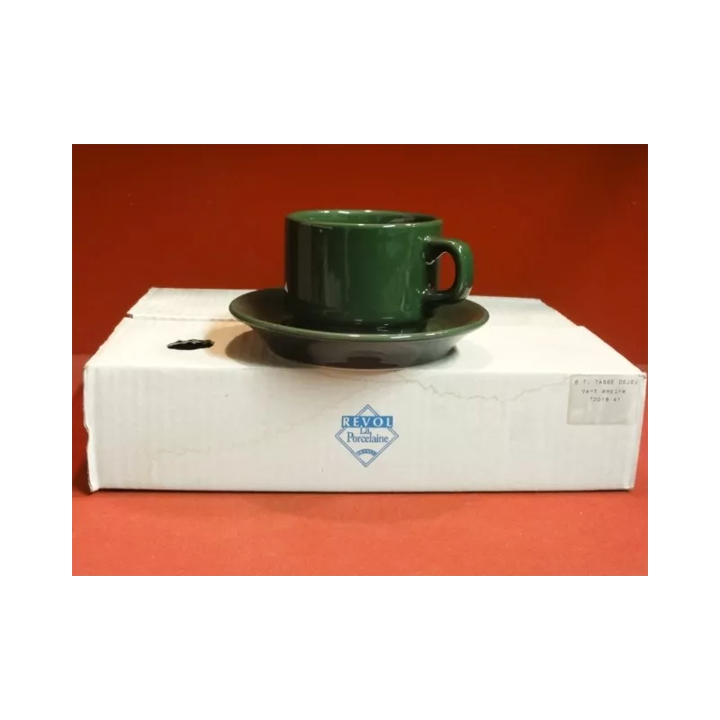 Tasse et soucoupe vert empire filet or