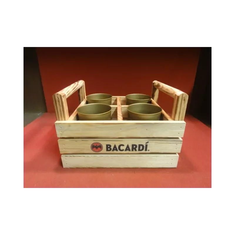 PLATEAU BACARDI+4 VERRES EN METAL