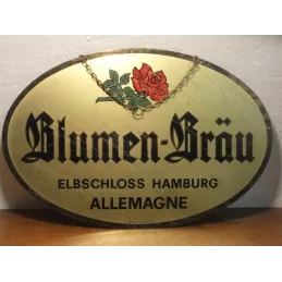 1 TOLE  BLUMEN-BRAU CUIVRE  30CM X20CM