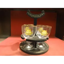 1 SUPPORT GRIMBERGEN EN BOIS AVEC LES 4 VERRES  25CL OU 15CL AUX CHOIX