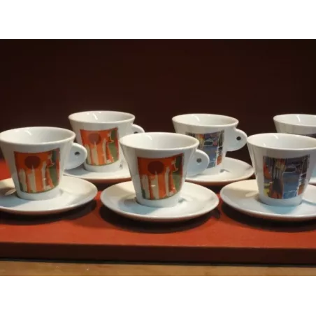 Set De 6 Tasses à Chocolat + Sous-Tasses Elliptik FOLLIET - Porcelaine Blanche - 22 Cl - Design Courbes Maillard
