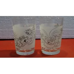 DEUX VERRES TOM AND JERRY HT 10CM