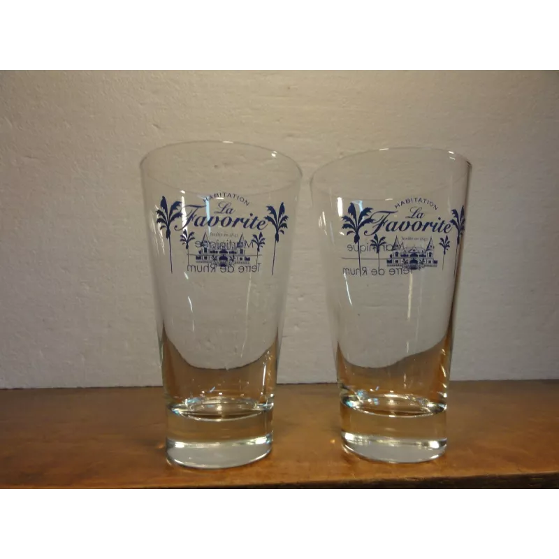 DEUX VERRES RHUM  LA FAVORITE  HT. 14CM