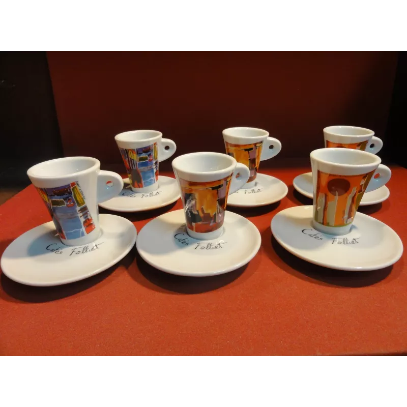 6 TASSES A CAFE FOLLIET DECENTREES N° 23