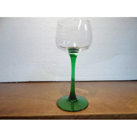 6 VERRES A VIN D'ALSACE  PIED VERT HT.16.40CM 15CL