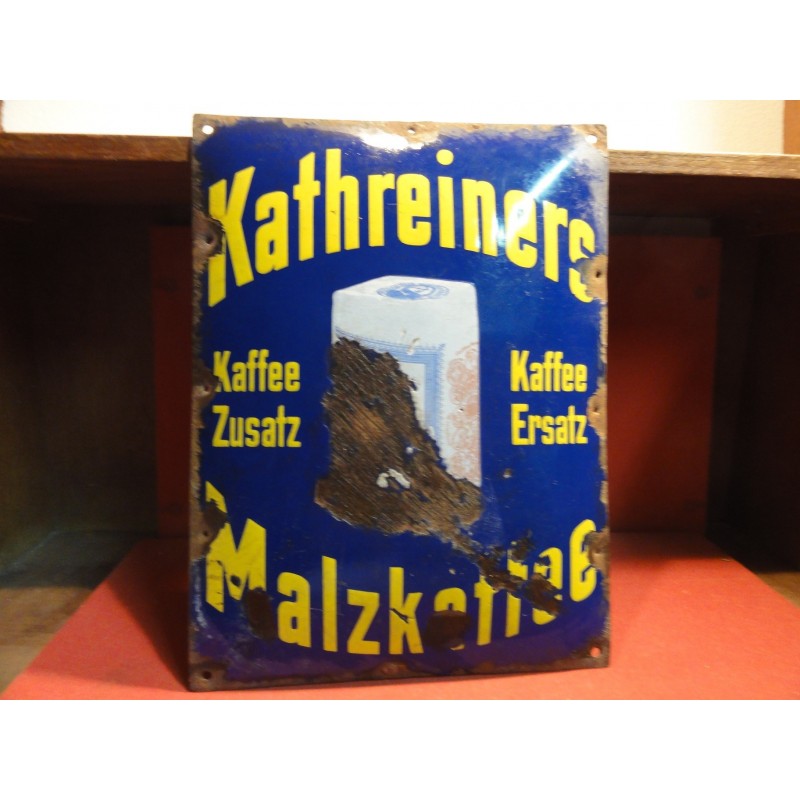 PLAQUE EMAILLEE  BOMBEE KAFFEE KATHREINERS 40CM X30CM