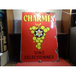 PLAQUE EMAILLEE VINS CHARMES  70CM X50CM