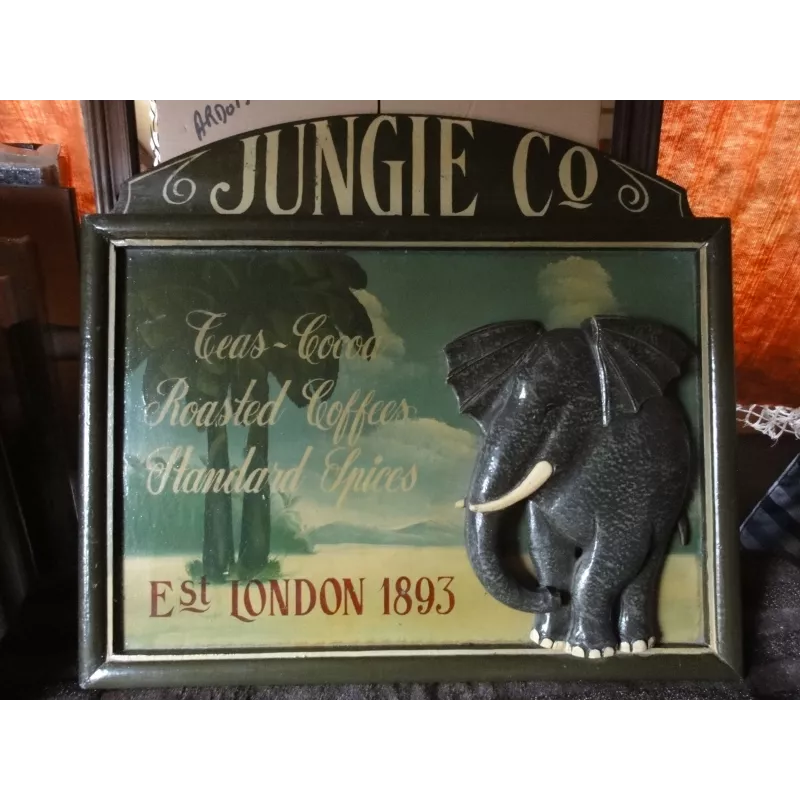 CADRE  BOIS  JUNGLE  CO  ELEPHANT 57CMX51CM