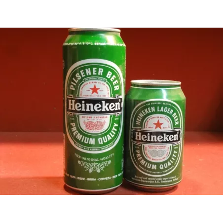 DEUX  BOITES DE BIERE HEINEKEN 33CL ET 50CL  VIDES