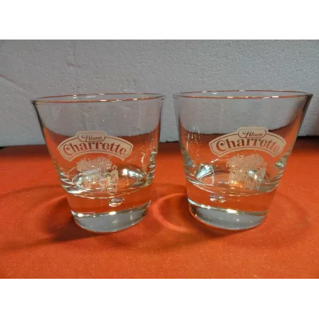 DEUX VERRES RHUM CHARRETTE HT.9.30CM