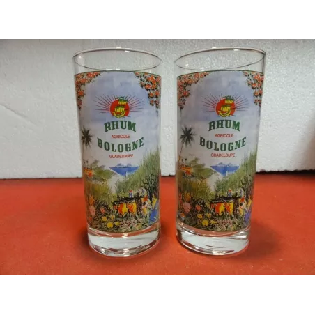 2 VERRES RHUM BOLOGNE  30CL HT.14.50CM