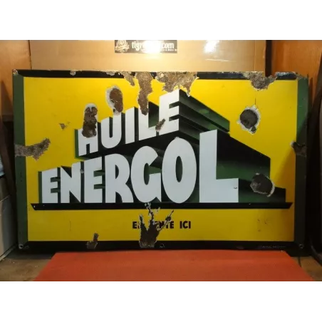 PLAQUE EMAILLEE HUILE ENERGOL 78CM X48CM