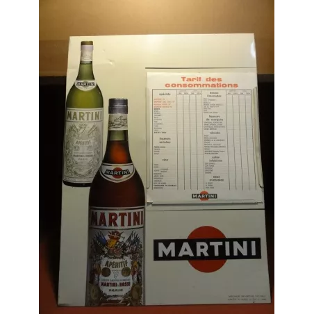 TOLE MARTINI  TARIF DES CONSOMMATIONS 49CM X36.50CM