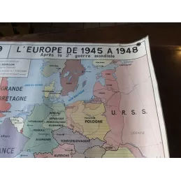 CARTE PLASTIFIEE  LA GUERRE EN EUROPE DE 1939A 1942 LES VICTOIRES ALLEMANDES  1M25X 0M92