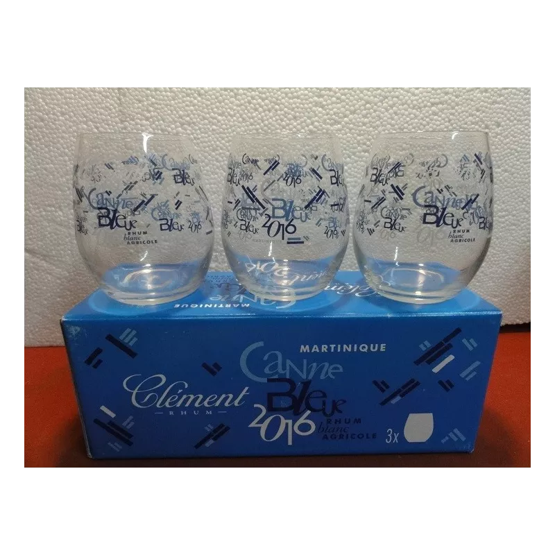 3 VERRES  RHUM  CLEMENT  33CL HT 10CM