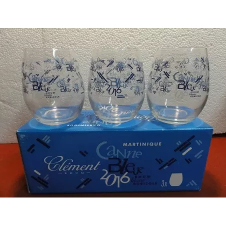 3 VERRES  RHUM  CLEMENT  33CL HT 10CM