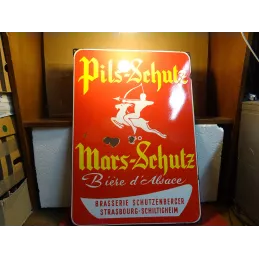 PLAQUE EMAILLEE SCHUTZ PILS  68CM X48CM