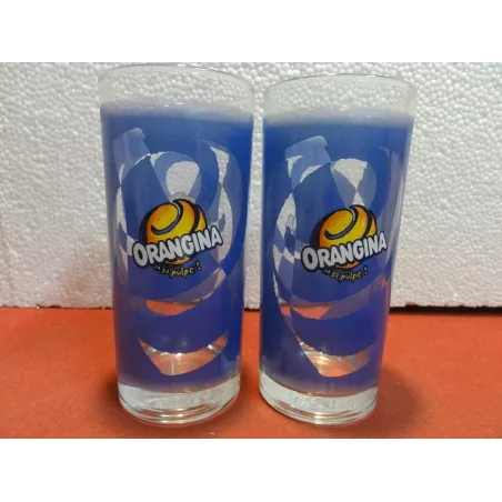 2 VERRES ORANGINA HT 13.50CM