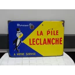 PLAQUE EMAILLEE PILE LECLANCHE  58CM X38CM