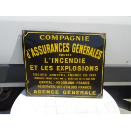 PLAQUE EMAILLEE COMPAGNIE D'ASSURANCES  GENERALES