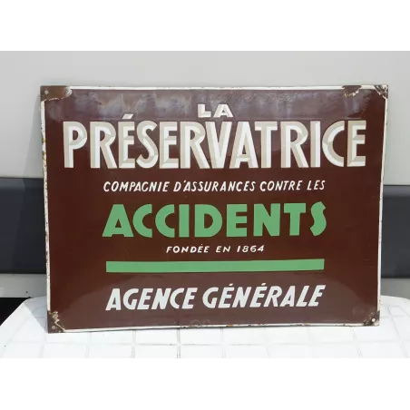 PLAQUE EMAILLEE BOMBEE ASSURANCE LA PRESERVATRICE