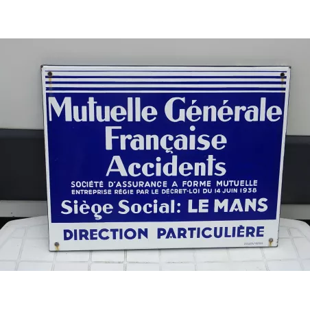 PLAQUE EMAILLEE  ASSURANCES MUTUELLE GENERALE FRANCAISE  48CM X38CM