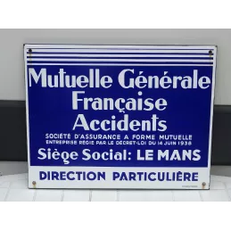 PLAQUE EMAILLEE  ASSURANCES MUTUELLE GENERALE FRANCAISE  48CM X38CM