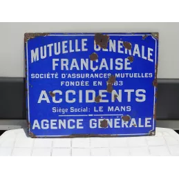 PLAQUE EMAILLEE MUTUELLE GENERALE FRANCAISE  50CM X40CM