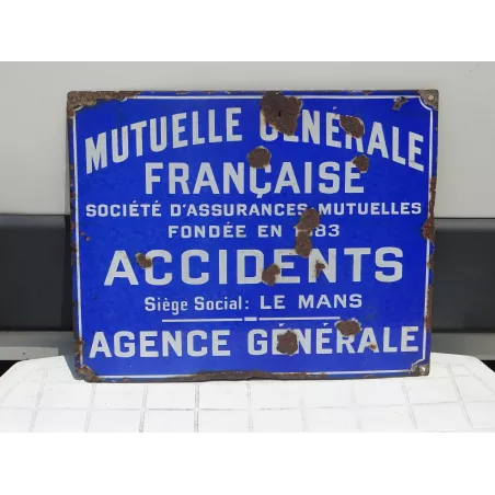 PLAQUE EMAILLEE MUTUELLE GENERALE FRANCAISE  50CM X40CM