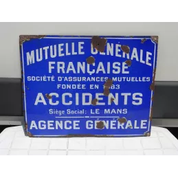 PLAQUE EMAILLEE MUTUELLE GENERALE FRANCAISE  50CM X40CM