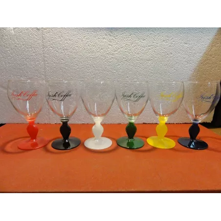 6 VERRES IRISH COFFEE HT 14.50CM SIX COULEURS