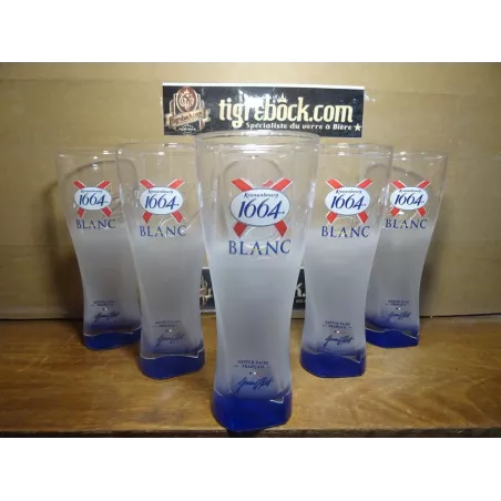 6 VERRES KRONENBOURG BLANC GIVRES 33CL HT 19CM