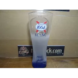 1 VERRE KRONENBOURG BLANC  PIED BLEU 33CL