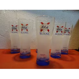 6 VERRES KRONENBOURG BLANC PIED BLEU 25CL