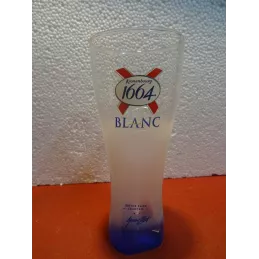 1 VERRE KRONENBOURG BLANC PIED BLEU 25CL HT.18CM