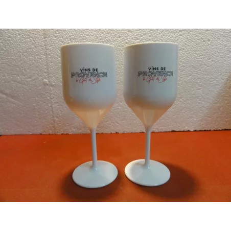 DEUX VERRES VIN DE PROVENCE EN POLYCARBONNATE 22CL HT.18CM